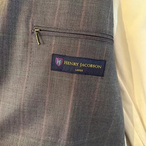 New Henry Jacobson Lg navy/rust 2-button birds eye wool unconstructed sport coat - Picture 4 of 8
