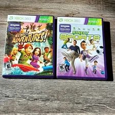 Kinect Sports Xbox 360 + Kinect Adventures CIB Complete 
