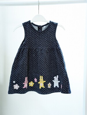 BLUE ZOO Baby Girls 6-9 Months Dark Blue Bunny Sleeveless