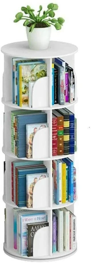 intexca 4 Tier 360° Rotating Stackable Shelves Bookshelf Organizer tool-fee W - Image 2 of 4