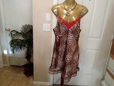 Womans Lingerie Chemise Nightgown Nightie Satin Kathryn Animal Print Large