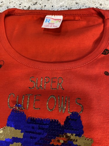 T-Shirt with Owl Sequins Design. 100% Cotton. Made In Turkey. 😍🥰🦉 - Picture 4 of 7