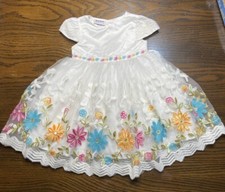 Blueberi Boulevard Dress White Summer Floral Size 18M- 5 Layer Skirt