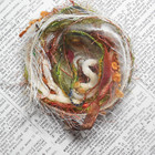 Fibers Art Yarn 12 Yds Crafts Junk Journals Scrapbook Gift Wrap Rust/Cream/Green