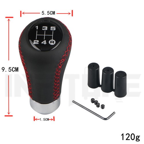 5 Speed Universal Manual PU Leather Gear stick Head Knob Red Black Shift Knob - Imagen 6 de 9