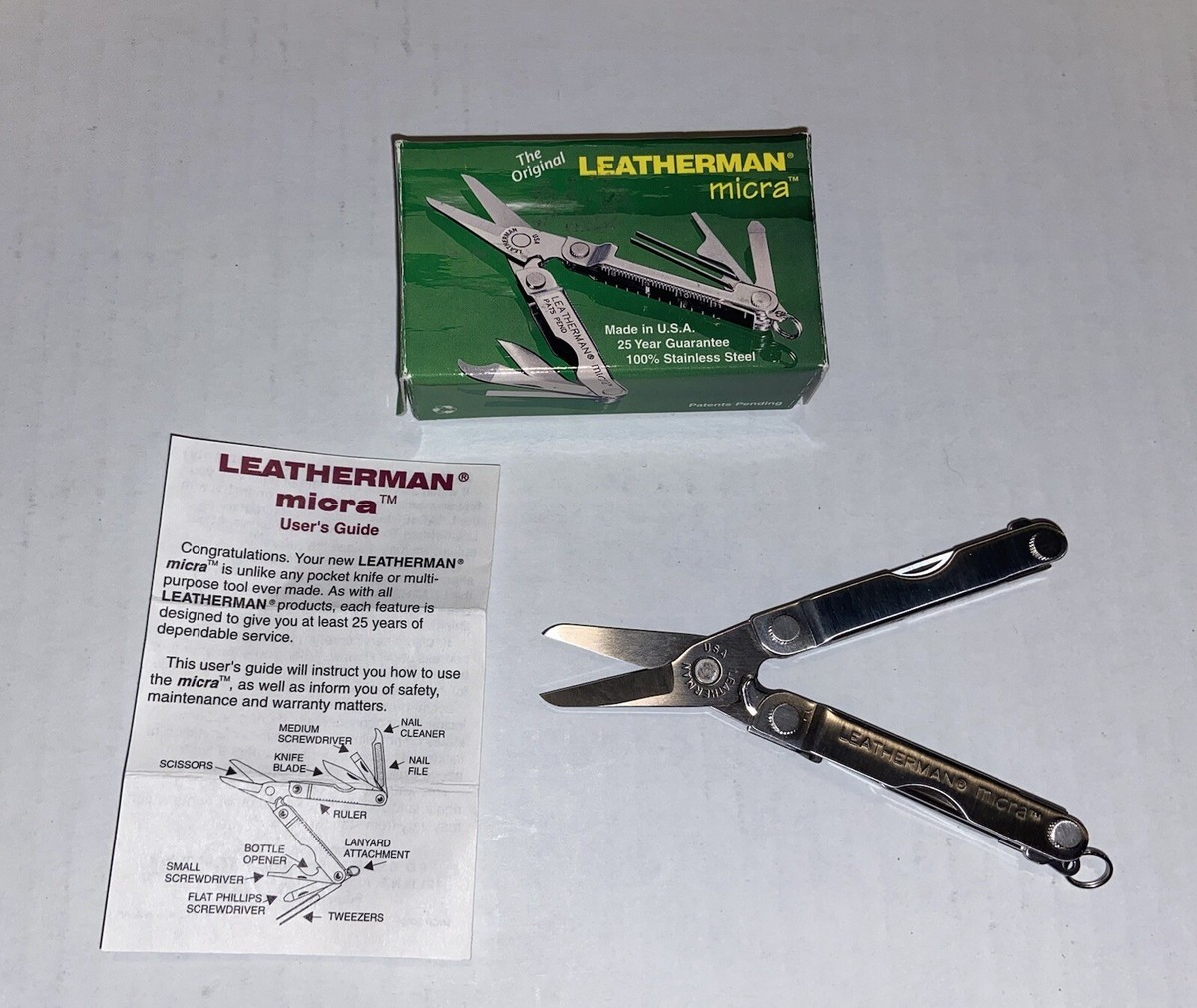 Vintage 90's Original Run Leatherman Micra multi-tool, New Vintage 90's Original Run Leatherman Micra multi-tool, New