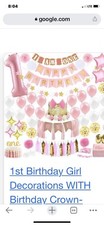 First Birthday Princess Party Decorations Crown Balloons Cake Topper Brand New