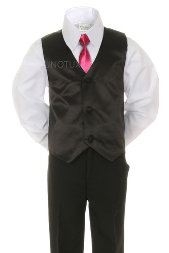 Baby Toddler Kid Formal Wedding 6pc Tuxedo Black Boy Suit sz S-20 - Picture 8 of 42