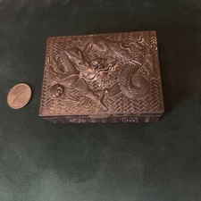 Vintage Japan Dragon style hand made cigarette,Tobacco case-authors work,stamp