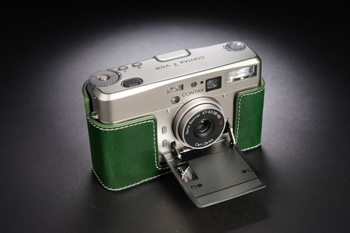Handmade Genuine Real Leather Half Camera Case Bag Cover for CONTAX TVS iii - Picture 7 of 42