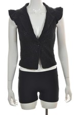 Hazel Womens Jacket Size S Black Solid Basic Cap Sleeve Cotton Blend Casual