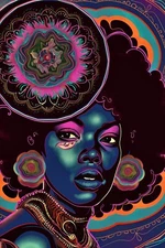 Black Female Abstract AI Art  Giclee Art Print Canvas Wrap or poster