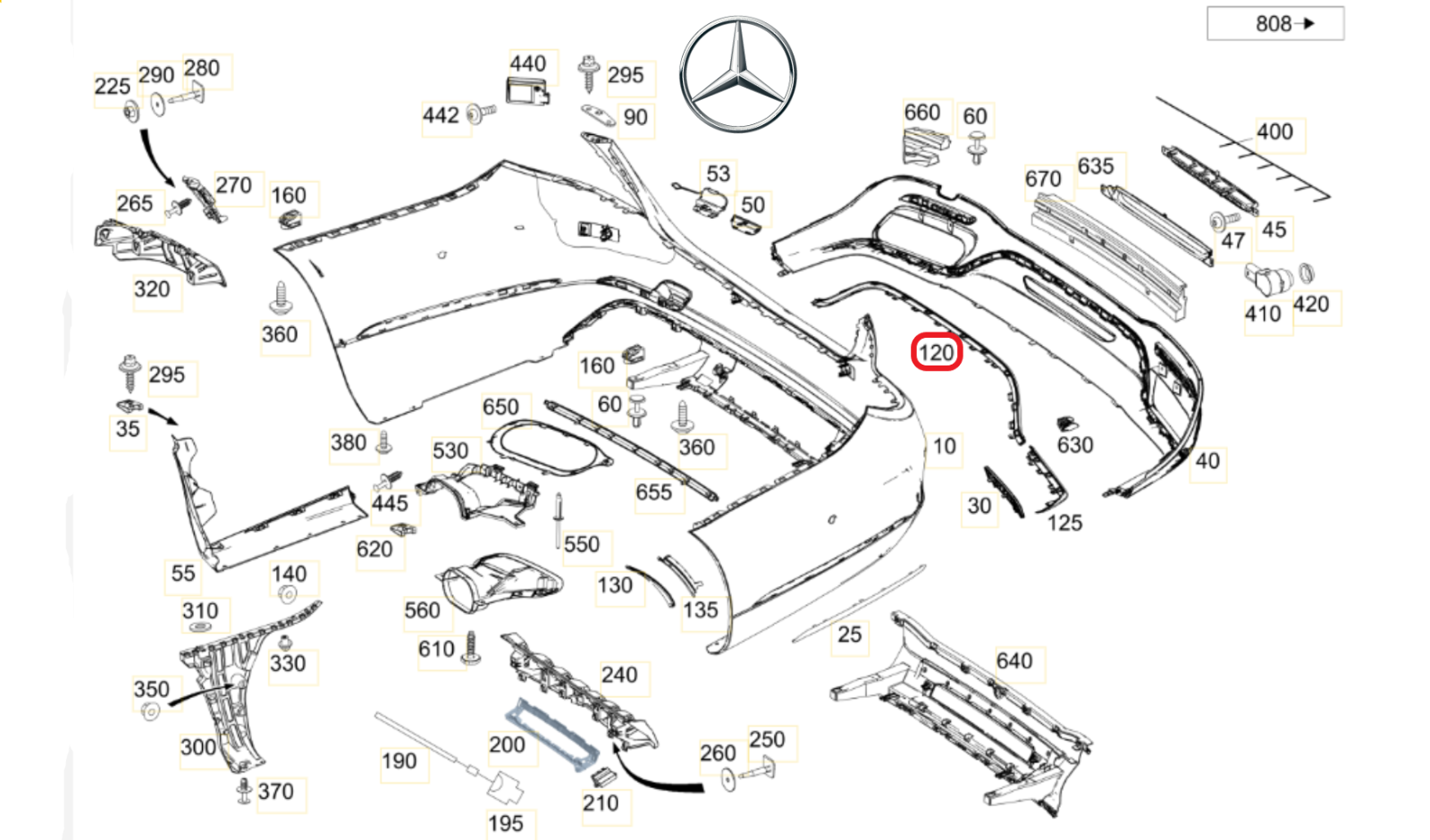 Original MERCEDES-BENZ A2228856301 Zierleiste, Stoßfänger Diffusor