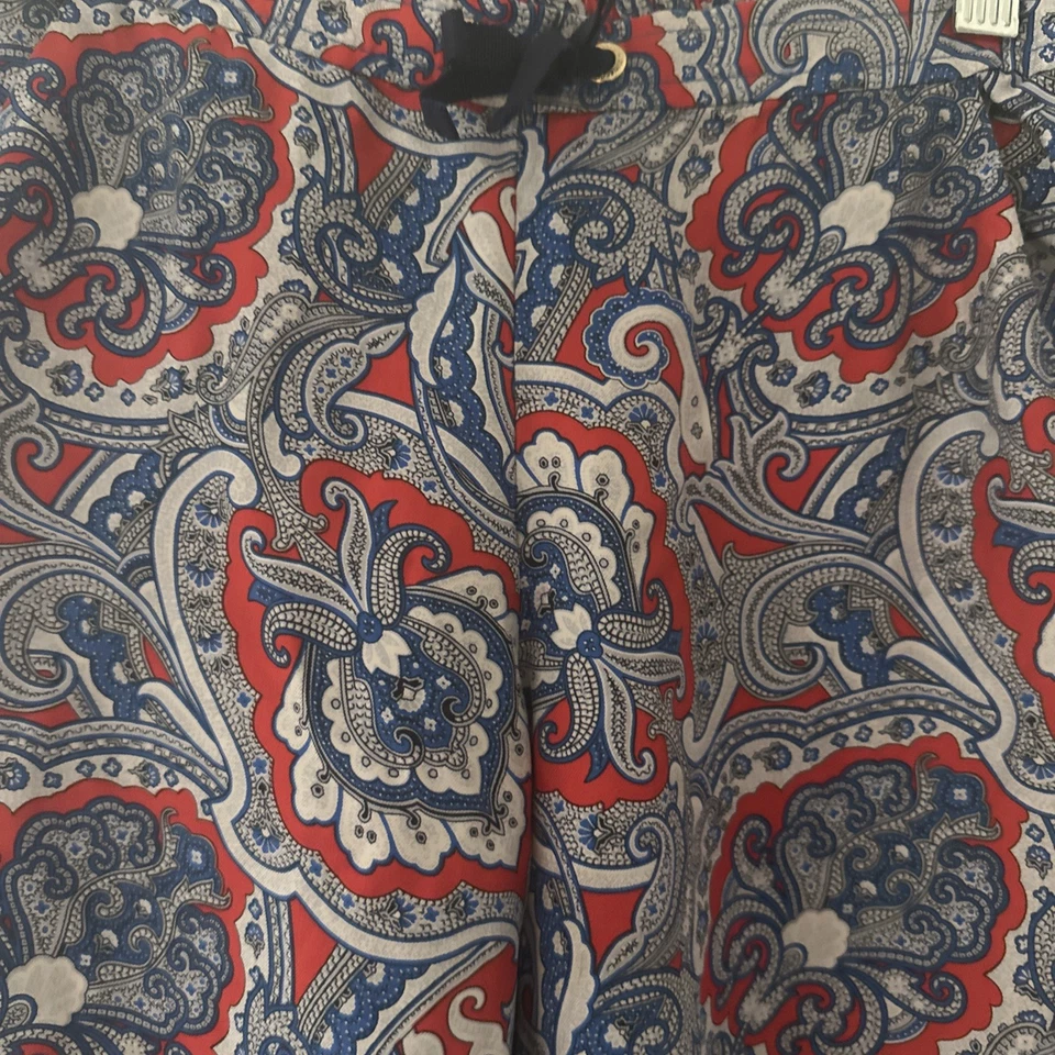 Juicy Couture Niñas Harén Jogger Rojo Azul Paisley Damasco 100% Seda Pantalones 14 Foto 2 de 4