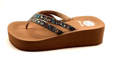 Yellow Box Ragle Turquoise Embellished Thong Flip Flop Platform Sandals