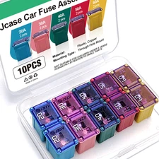 10Pcs Jcase Fuse Kit Car Fuses Assortment Kit Low Profile Box Shaped Automotive