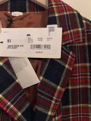 Authentic Gucci Wool Blend Red Plaid Crest Jacket Men’s Size 50 L Made In Italy - Picture 19 of 19