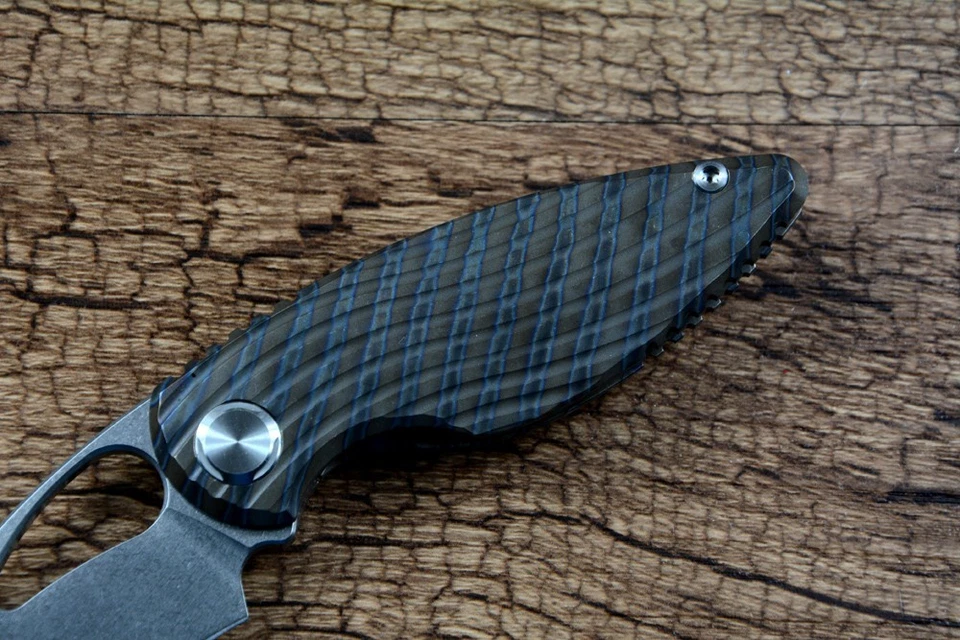 CUCHILLO PLEGABLE TWOSUN M390 HOJA LLAMA MANGO TITANIO TS32 APERTURA RÁPIDA Foto 4 de 4