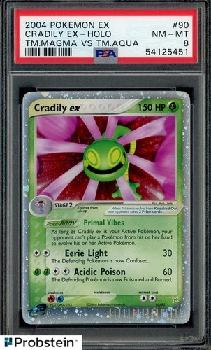 2004 Pokemon Ex Team Magma VS Aqua #90 Cradily Ex - Holo PSA 8 NM-MT