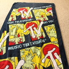 Vintage 1988 MTV Viacom International Music Television Beach Towel Logo 29”x 54”