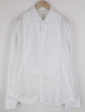 SUITSUPPLY Shirt 46/18 Slim White Cotton Twill Button-Up Smart Classic Style 