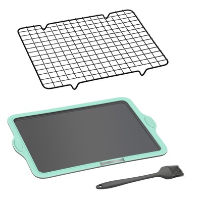 Baking Sheet with Wire Rack Set, 3PCS Baking Set with Non-Stick Tray, Cooling...