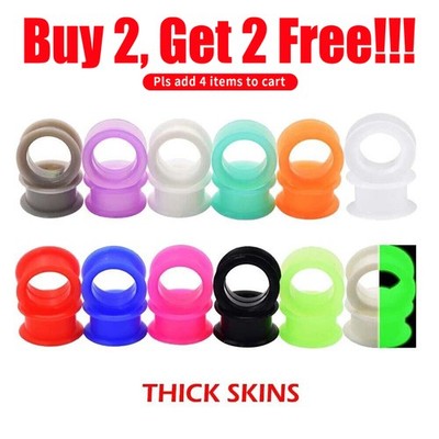 1 Pair Thick Silicone Ear Gauges Plugs Soft Flesh Tunnels Ear Stretchers 2g-1''
