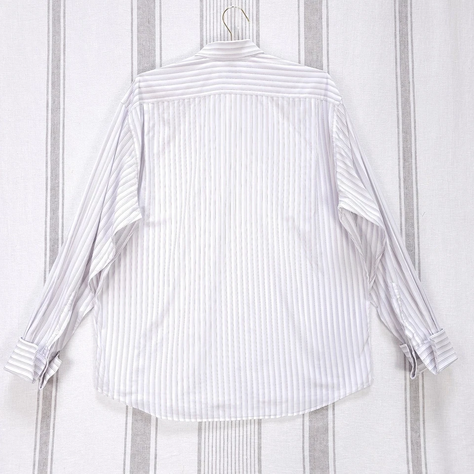 Canali 正装衬衫男式大号豪华正式条纹法式袖口商务意大利 — 第 3/4 张图片