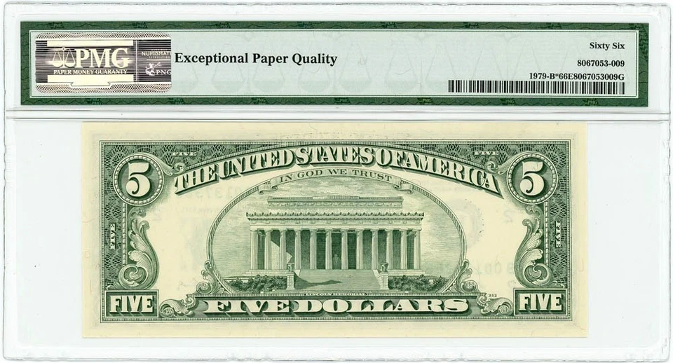 FR.1979-B* $5 1988 Federal Reserve Note New York Gem Unc 66 EPQ PMG 950222-177 - Image 2 of 3