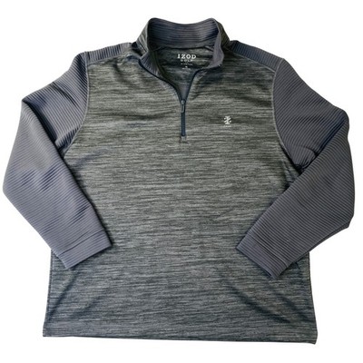 IZOD Golf Mens XL Gray Space Dye Ribbed Sleeve Quarter Zip Pullover Sweater