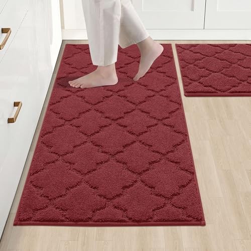 Soft Absorbent Kitchen Rugs 2-Pack for Sink Area Non-Slip Floor Mats