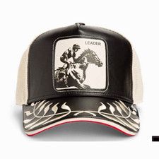Goorin Bros Leader Horse Patch Trucker Hat Adjustable Mesh Back Black/Beige