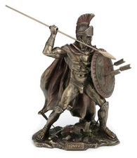 Spartan King Leonidas With Spear And Shield Cold Cast Bronze Finish Sculpture