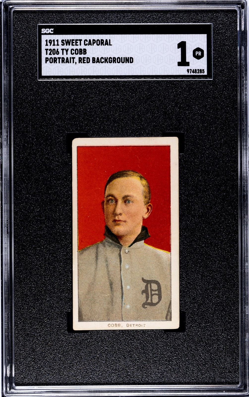 1909-11 T206 - Ty Cobb 350-460 Factory No. 25 Back Portrait; Red Background