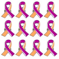 Psoriasis Awareness Pin Purple  Orange Ribbon Awareness Lapel Pins