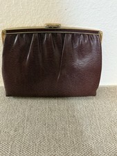 Vintage Mardane USA leather clutch Bag chain strap Burgundy Gold Snap close