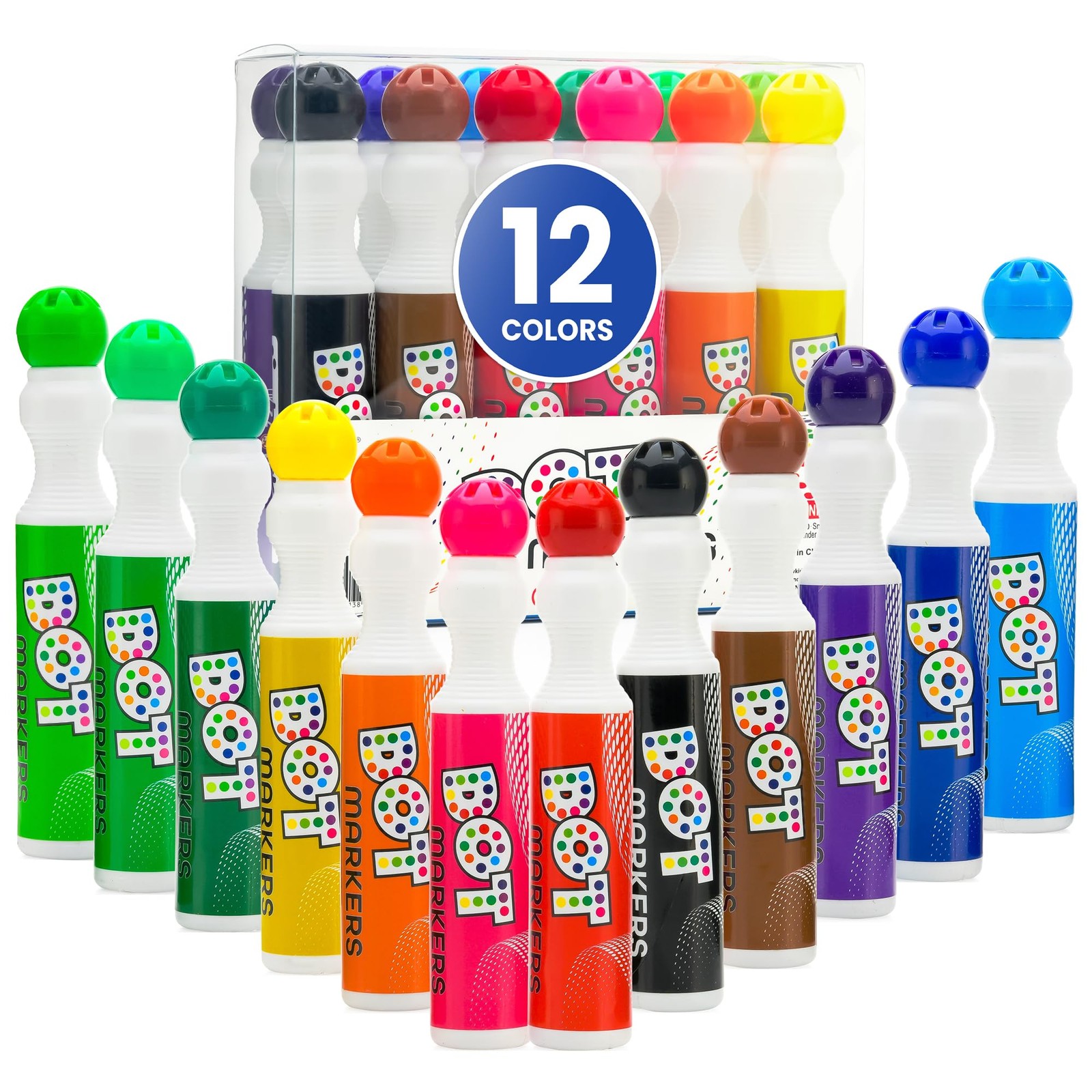 For Toddlers, 12 Colors (40ml 1.35oz) Paint Marke...