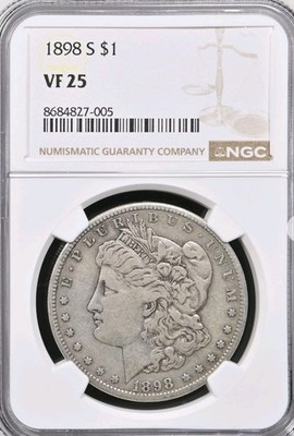 1898 S Morgan Silver Dollar NGC VF25 Bx 1 33 | eBay