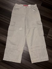 Vintage 90s Y2K JNCO Khaki Cargo Pants 34 x 29 Red Emblem Wide Leg Rave