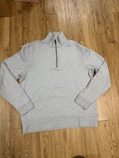 Burberry Brit Quarter Zip Pullover Sweatshirt Mens Size XLarge Gray Cotton Logo