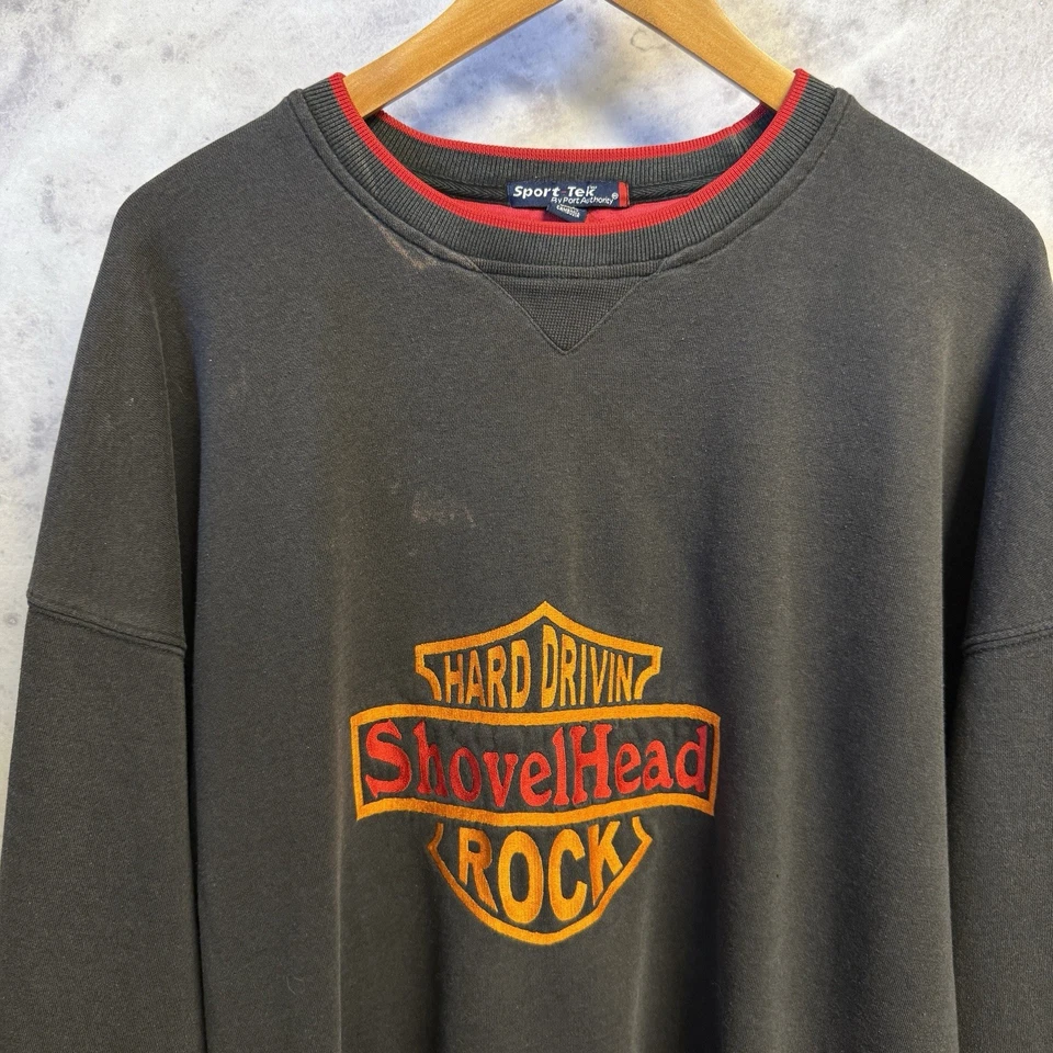 复古硬驱动铲头岩石运动衫男式 3XL 27.5x30 刺绣  — 第 3/4 张图片