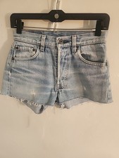 vintage levis cut-offs denim jean shorts button fly 501 80's awesome 27" w