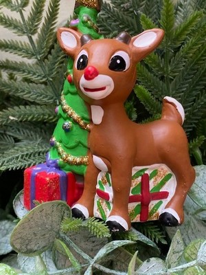 Kurt S Adler Ceramic Christmas Ornament Rudolph The Red-Nosed Reindeer NIB