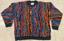Vintage  Rare Coogi sweater mens medium Multicolor Biggie 3D Bright  Loud