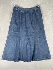 Christopher Banks Denim Skirt Size 12 Long Maxi Modest Stretch A-Line Panels