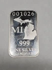 1/2 Troy Oz .999 Fine Silver Michigan State Bar- Federated Mint