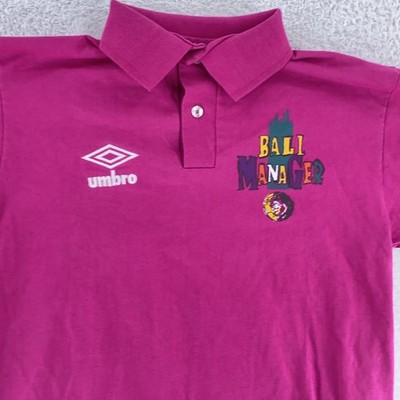 Vintage 90s Umbro Ball Manager Shirt Small Pink Soccer Coach Made