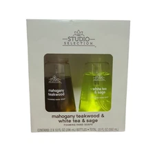 Studio Selection Mahogany Teakwood & White Tea Sage Foaming Hand Soaps set of 2