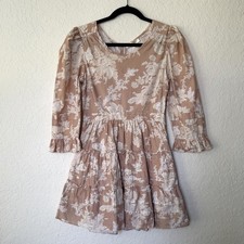 LoveShackFancy Lienzo Mini Dress Size 0 Floral Cottagecore Coquette Puff Sleeve