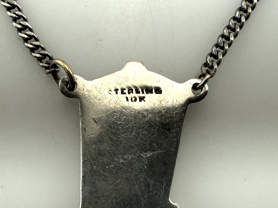 Vintage Sterling 10K Southwestern Tie Clip Bar Floral Red Stone Stud Cowboy Boot - Image 4 of 4